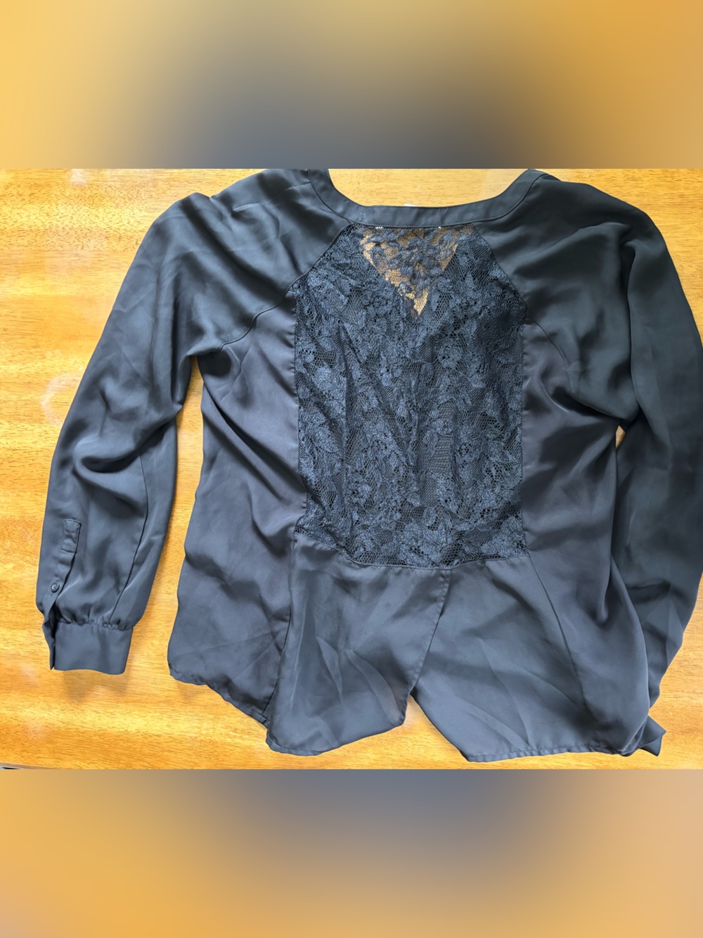 LC Lauren Conrad Black Lace-Back Blouse